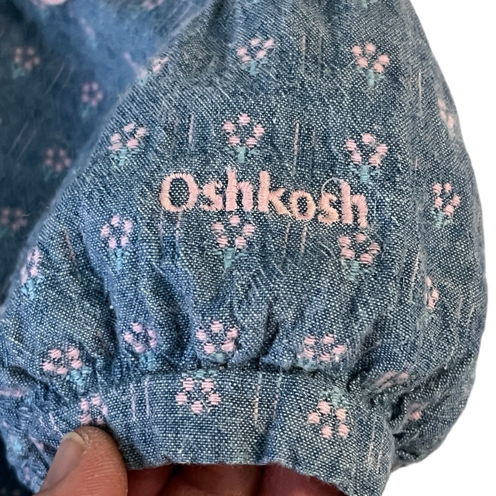 VINTAGE Oshkosh B'gosh Denim Ruffle Skirt and Matching Blouse Embroidered 18 Mos - Picture 6 of 13
